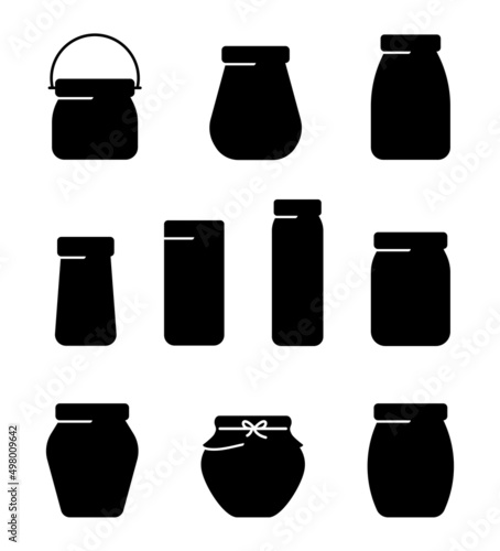Glass jar, earthen jar line icons, vector illustration