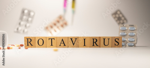 Rotavirus disease. It was created from wooden cubes. Disease and miscellaneous.