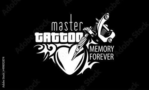 Vector logo for tattoo salon on black background