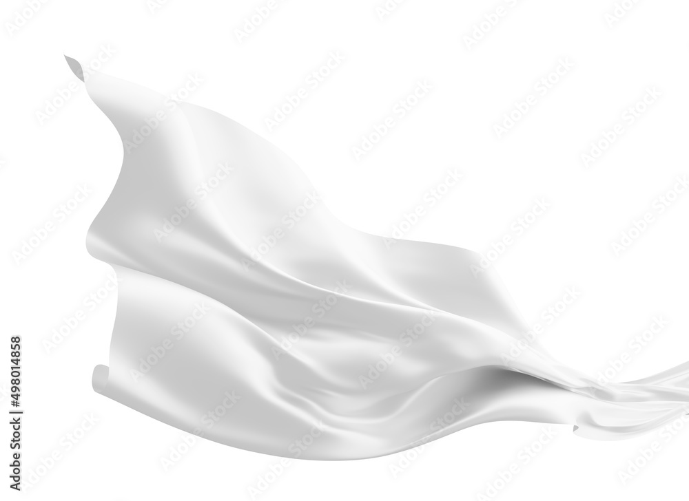 White fabric flying in the wind isolated on white background 3D render White fabric flying in the wind isolated on white background 3D render