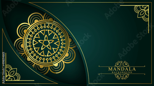 Luxury gold mandala ornate background for wedding invitation, book cover, flyer, brochure vector