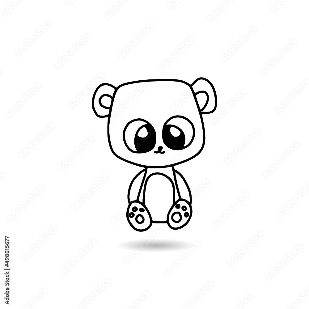 Hand drawn illustration of a cute teddy bear with shadow Hand drawn illustration of a cute teddy bear with shadow
