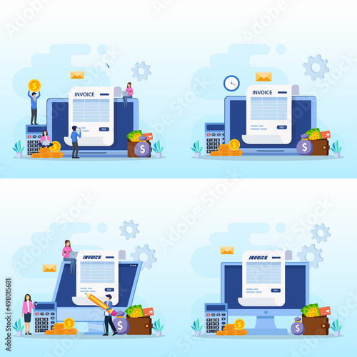 Online digital invoices concept vector. Sending and Receiving Payment using Electronic Invoice.	