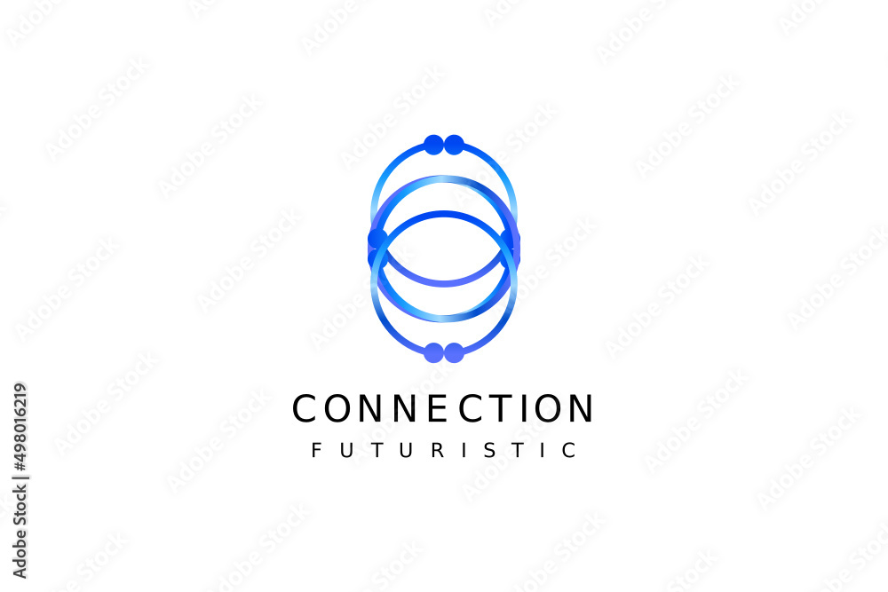 tech abstract gradient line connect logo tech abstract gradient line connect logo