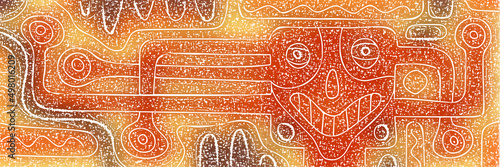 Abstract creature in ethnic style, vector banner