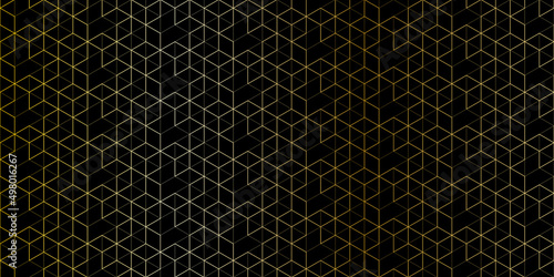 Abstract seamless pattern and geometric background with polygonal golden lines. Stylish vector texture