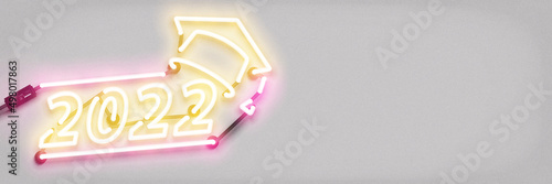 Vector realistic isolated neon sign of 2022 logo with copy space on the white background.