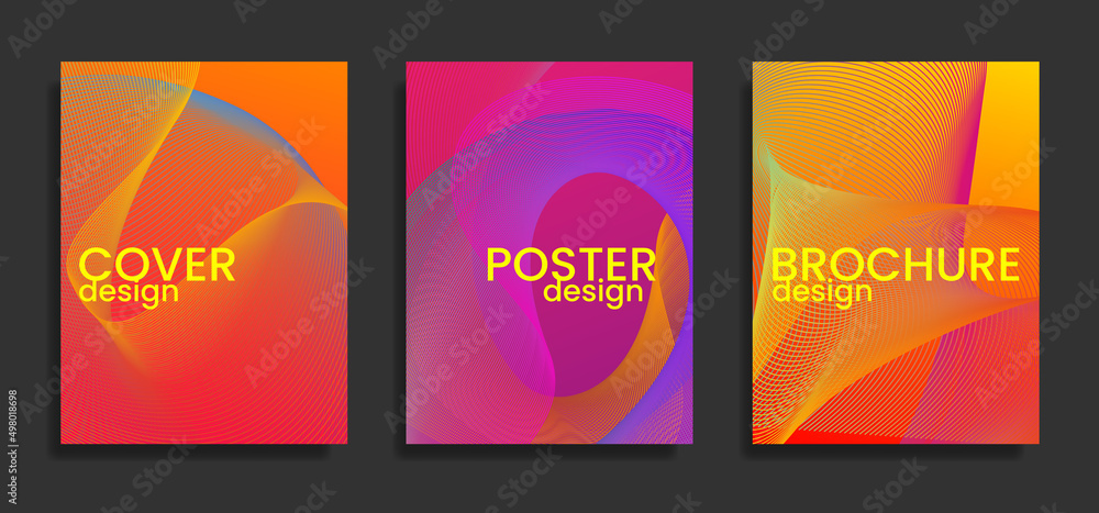 Futuristic poster or brochure design templates with guilloche curves. Abstract vector background. Poster, brochure, trendy fashion design.