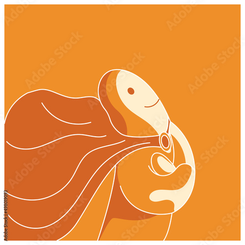 Therapy, psychotherapy. An anthropomorphic image of a man who became a hero after accepting himself. Philosophical metaphor of personality. Flat linear illustration about mental health