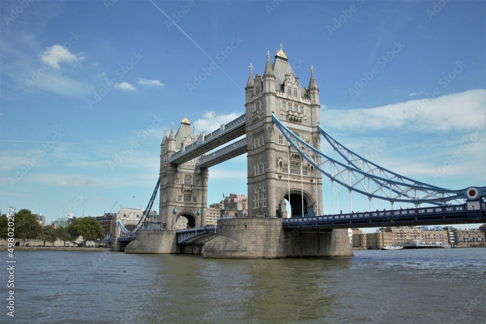 London's famous landmark, Tower Bridge on a beautiful sunny summer day. 