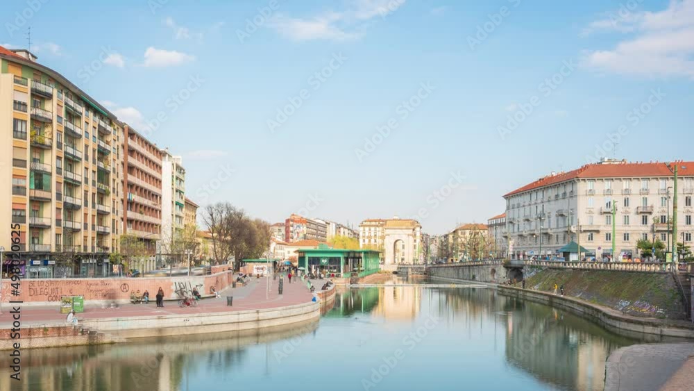 Time lapse of Darsena Naviglio Grande during the day, Milan, Italy. Time lapse of Darsena Naviglio Grande during the day, Milan, Italy.