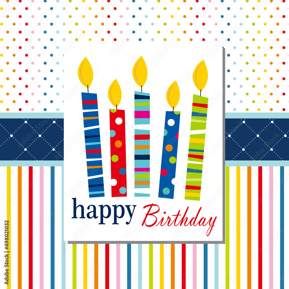 birthday card with colorful candles