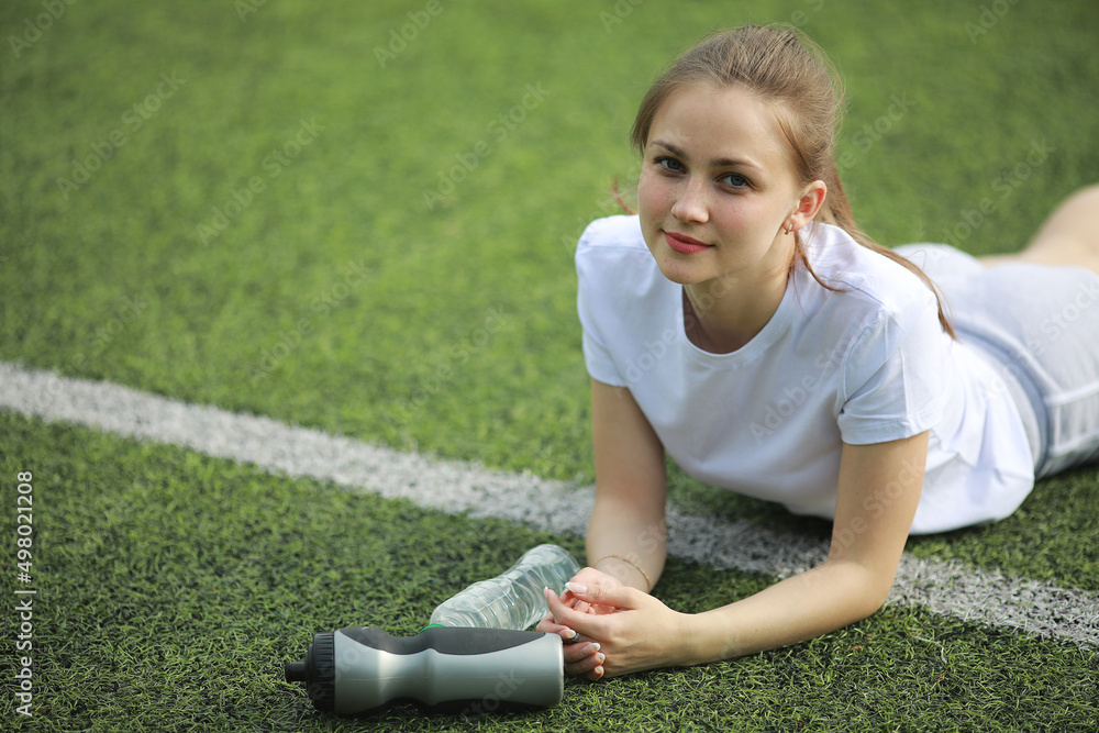 Girl and sport lifestyle doing exercises