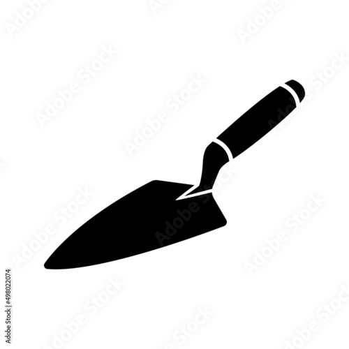 Trowel icon. Hand tool for spreading and smoothing mortar or plaster. Vector Illustration