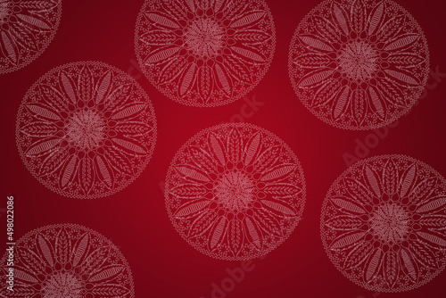 Red abstract background, with some white color mandala  