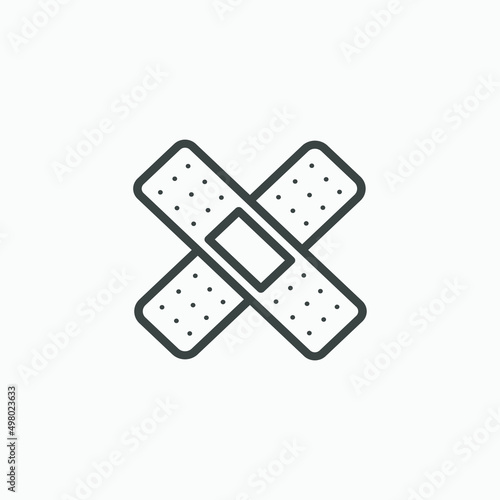 Medical plaster, bandage, medicine, wound, injury isolated vector icon symbol