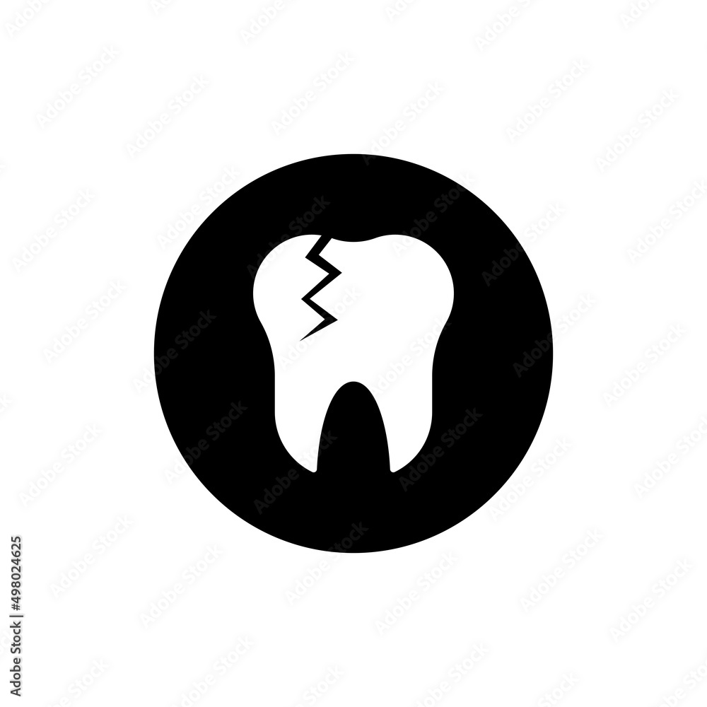 Broken tooth icon in black round Broken tooth icon in black round