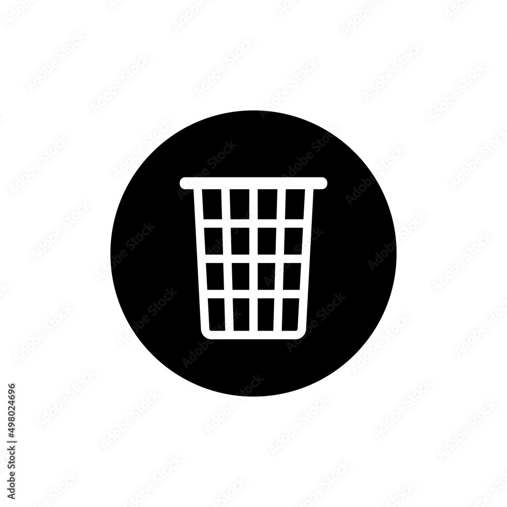 Trash can icon in black round Trash can icon in black round