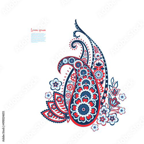 Damask Paisley Floral isolated vector ornament