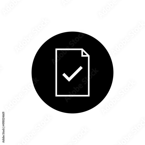 Document with tick icon in black round