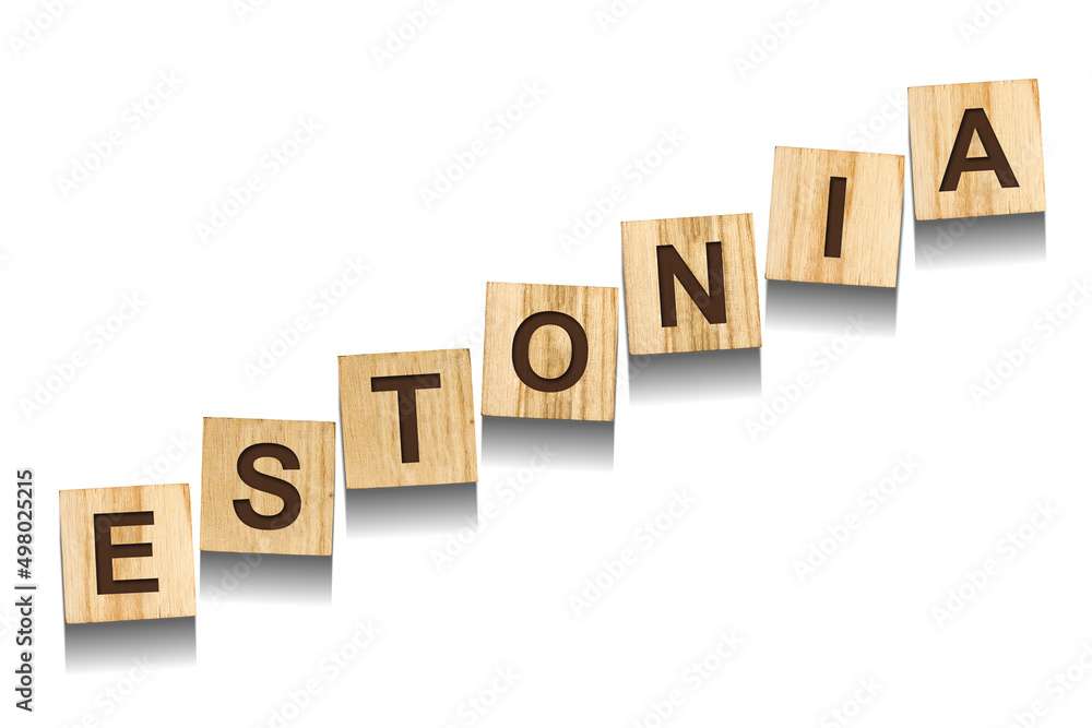Estonia, word on wooden blocks. Isolated on a white background. Estonia, word on wooden blocks. Isolated on a white background.