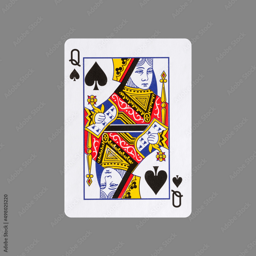 Queen of Spades. Isolated on a gray background. Gamble. Playing cards.