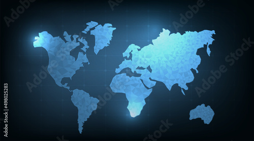 World map of polygonal.Global geography in polygonal pattern.