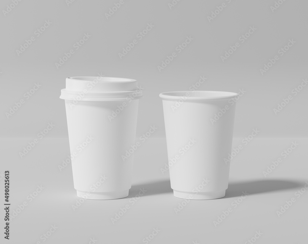 White paper coffee cup mockup with lid, Realistic round package, 3d rendering, 3d illustration White paper coffee cup mockup with lid, Realistic round package, 3d rendering, 3d illustration