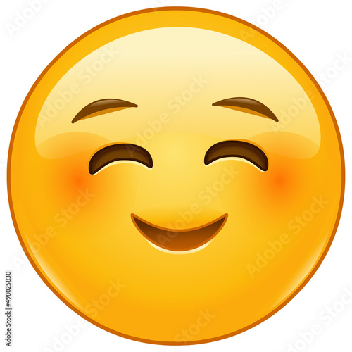 Happy emoji emoticon blushing with smiling eyes