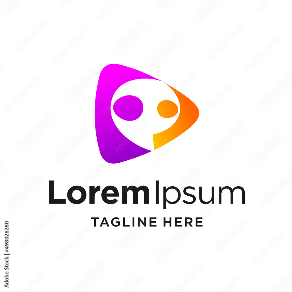 couple logo with play button concept couple logo with play button concept