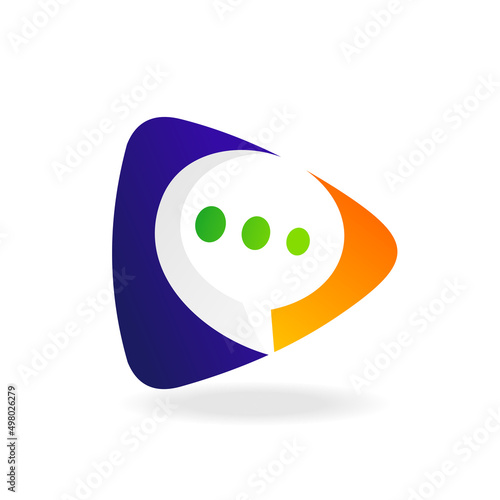 bubble chat logo with play button concept