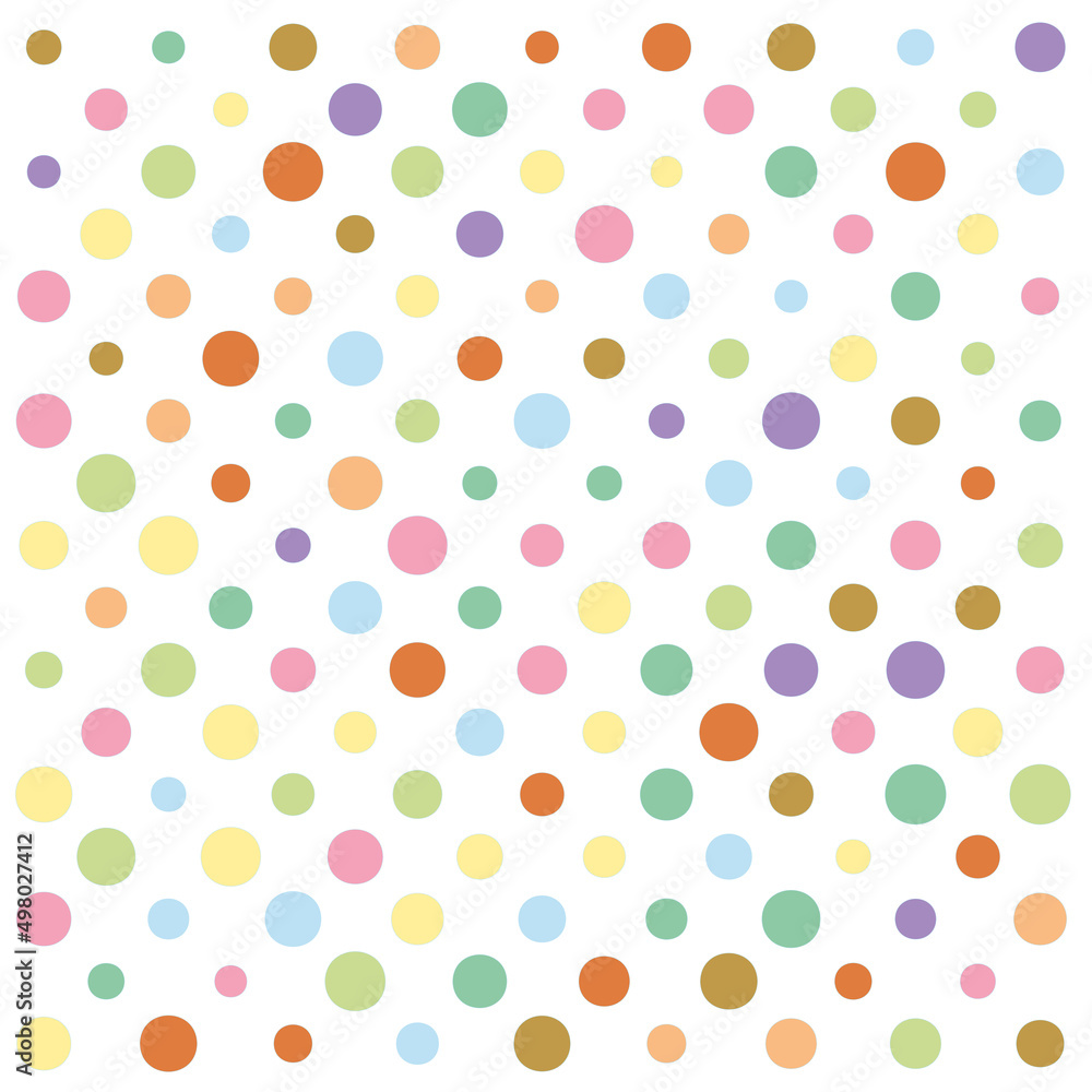 Polka dot pattern in pastel colors of different sizes	
