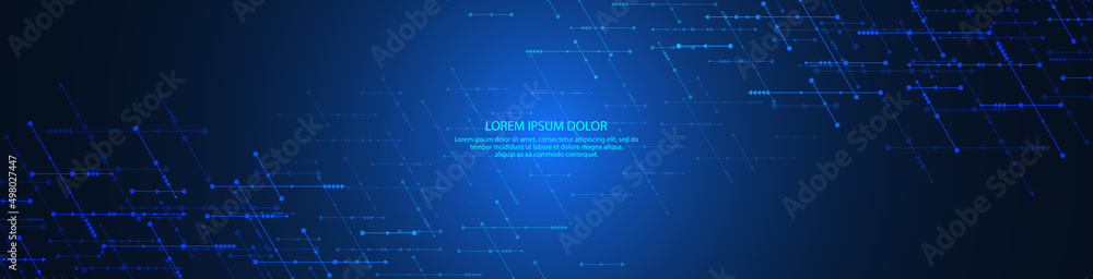 Website header or banner design template. Abstract technology background with arrows and lines