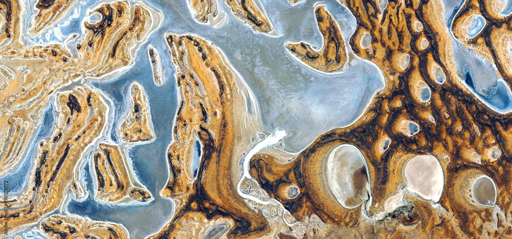 abstract landscape of the deserts of Africa from the air emulating the shapes and colors of the development of life, Genre: Abstract Naturalism, from the abstract to the figurative