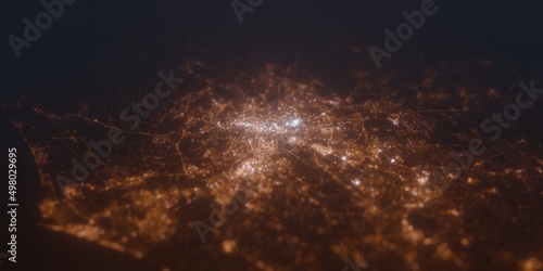 Canvas Print Street lights map of Rome (Italy) with tilt-shift effect, view from south