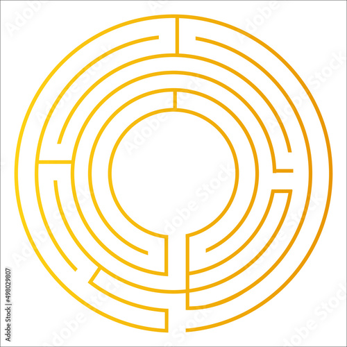 Golden labyrinth on the white background vector illustration