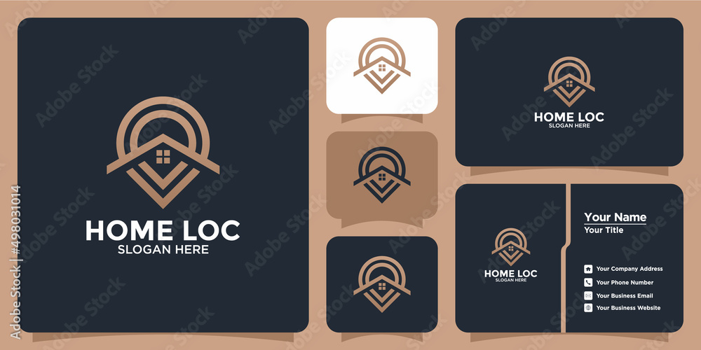real estate logo and location with business card