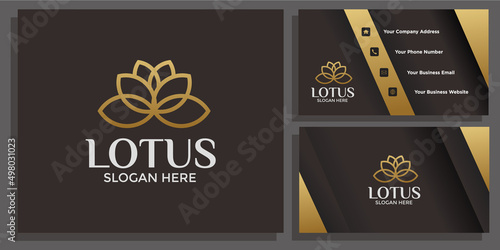 luxury lotus flower logo with business card