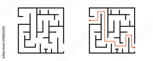Labyrinth game on white background. Find right way. Logic game maze for kids or child's.