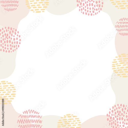 幾何学　フレーム 　ピンク　ベージュ　正方形