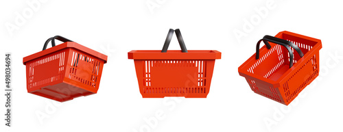 3d render of red basket isolated on white background,with clipping path. photo