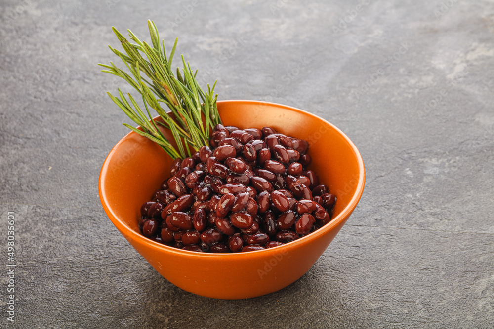 Vegan cuisine - black kidney in the bowl Vegan cuisine - black kidney in the bowl