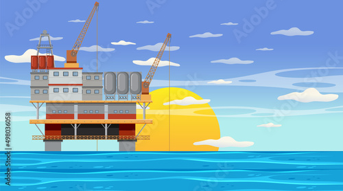Petroleum industry concept with offshore oil platform