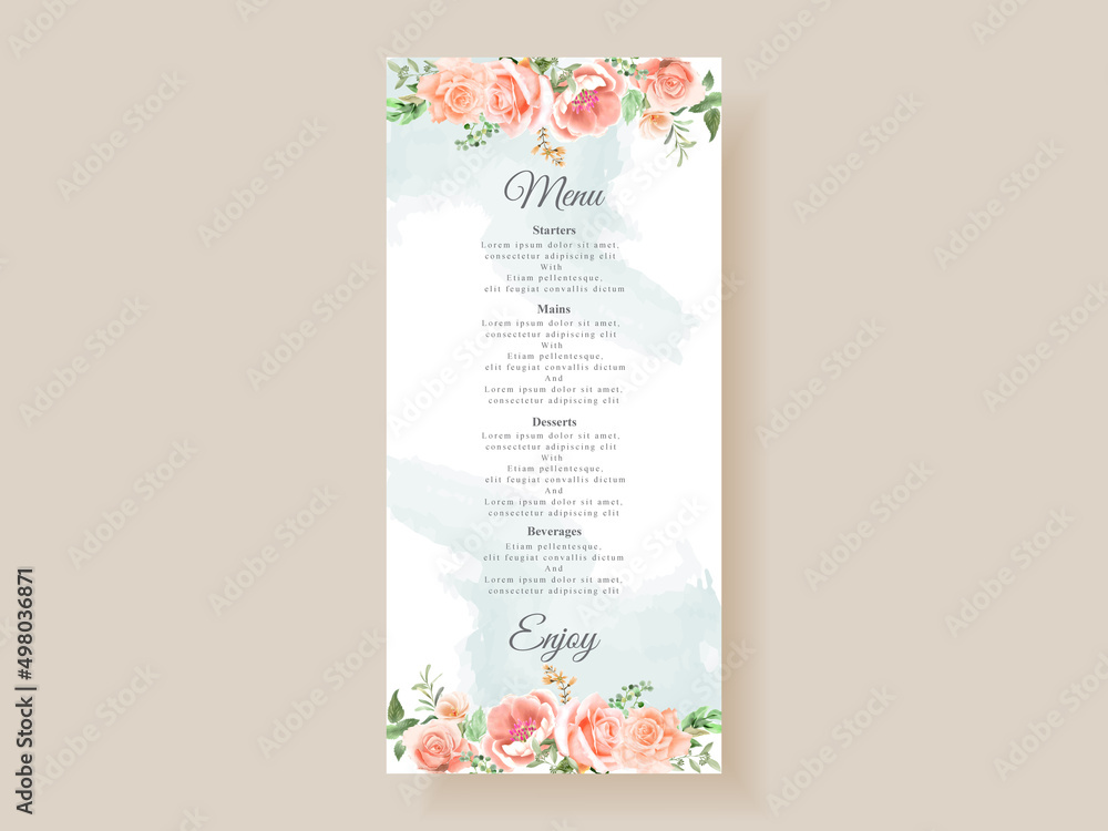Retro wedding invitation card floral design