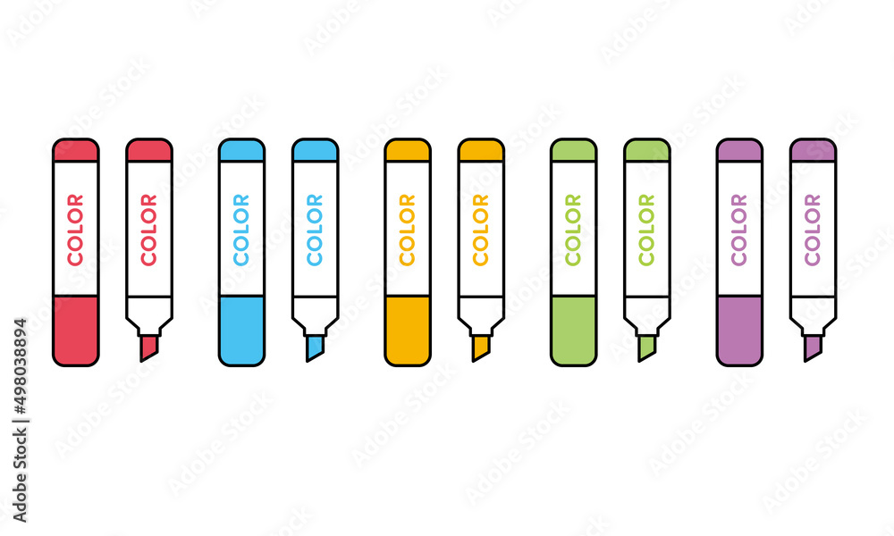 太いペン先のカラーマーカーのイラスト素材 Stock Vector Adobe Stock