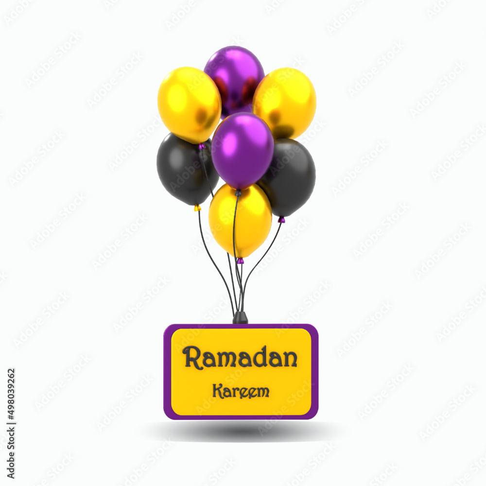 3d illustration ramadan balloon balon object Premium icon