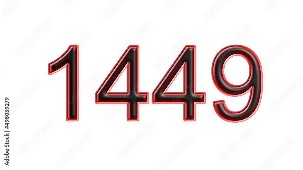 red 1449 number 3d effect white background red 1449 number 3d effect white background