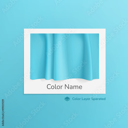 realistic fabric color swatches with editable color layer separated in blue background