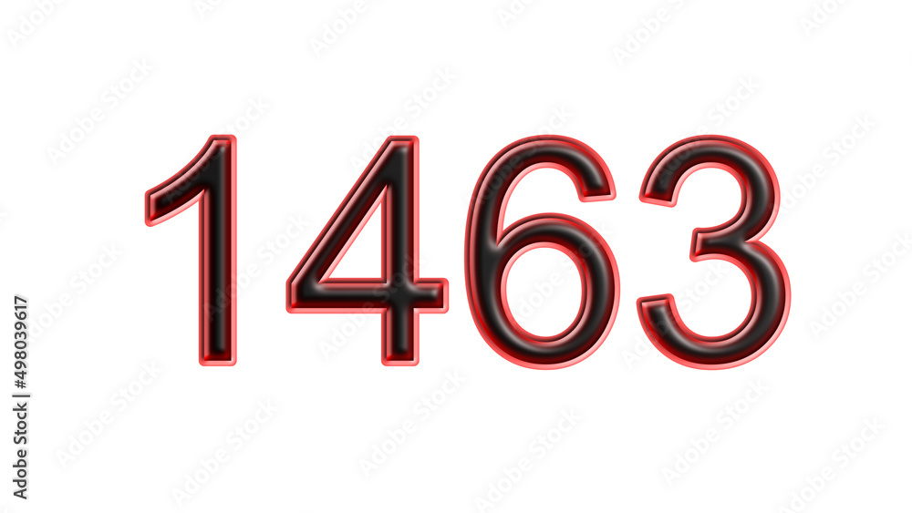 red 1463 number 3d effect white background red 1463 number 3d effect white background