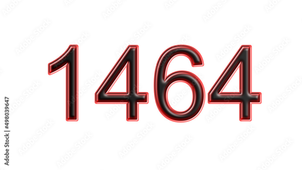 red 1464 number 3d effect white background red 1464 number 3d effect white background